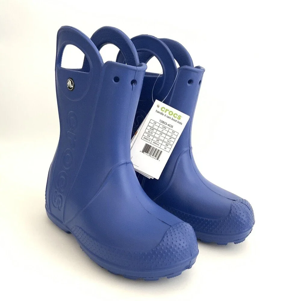 New CROCS Handle It Rain Pull-on Boots Blue Kids 1